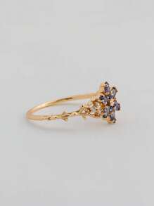 1pc S925 Sterling Silver Vintage Inspired 6-Petal Flower Cubic Zirconia Elegant Women Ring, Suitable For Daily Wear, Festivals, Parties, Jewelry Gift