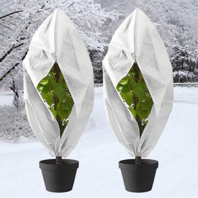 Winter Plant Covers Freeze Protection, Frost Blankets For Outdoor Plants With Zipper Drawstring, Tree Protectors Plant Winter Cover Protection 60*80cm, 80*100cm, 80*120cm, 100*100cm, 100*120cm, 120*180cm, 240*200cm, 1 PCS