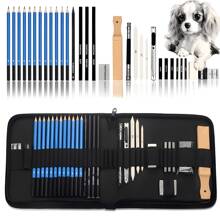 33-Piece Pro Drawing Kit - Premium Sketching Pencils Set With Charcoal Pencils, Charcoal Stick, Sharpener, And Portable Zippered Travel Case For Artists, Designers, And Students