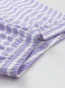 Balabala Tween Girl Slogan Print Contrast Raglan Sleeve Top And Pants Pajama Set - Purple - View 8