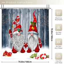1pc/4PCs Christmas Dwarf Curtain Shower Curtain Decoration, Beautiful Housewarming Gift Modern Home Decoration, Waterproof Shower Curtain And Toilet Floor Mat Three-Piece Set Comes With 12 Shower Curtain Hooks Home Bathroom Decor Fall Decor Bathroom Accessories Back To School