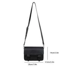 1 Piece Of Minimalist Solid Color Versatile Flip Cover Shoulder Bag Men's Black Shoulder Bag Suitable For Daily Shopping Vintage Purse Sling Bag - Black - View 2