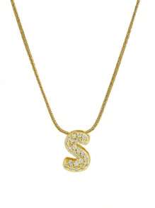 Small Chunky Alphabet Balloon 3D Letter Initials Gold Plated Pendant Necklace For Women Personalized Jewelry