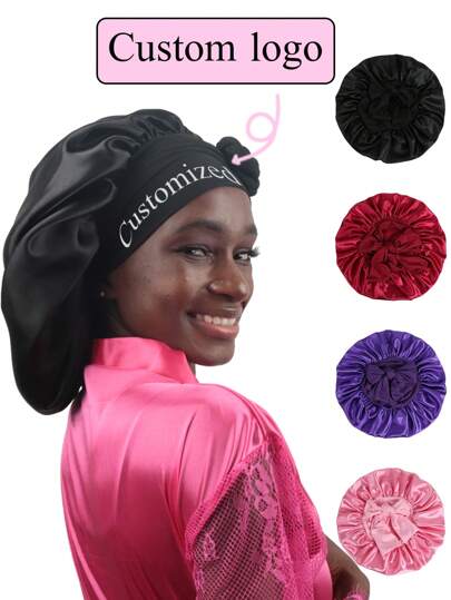 Custom Satin Bonnet For Women - Adjustable, Long Elastic Wrap Sleep With Loose Elastic Band, Nighttime Hair Cap For Women, Suitable For All Hair Types