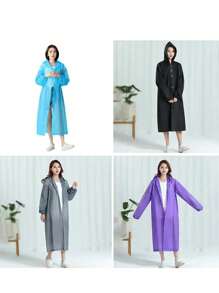 1/2 件男式女式纯色防水长袖连帽雨衣，防风、防水、快干，非常适合骑行和户外探险，可折叠、便携，适合户外徒步旅行钓鱼登山，适合骑行和户外探险 - 可折叠、便携、加厚设计 - 休闲风格旅行配件