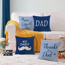 4 PIEZAS de Fundas de almohada para el Día del Padre con la leyenda "Amo a papá", en azul, para decorar el hogar, el exterior o el sofá. (40cm*40cm, 45cm*45cm, 50cm*50cm) Sin relleno - Azul - Ver 6