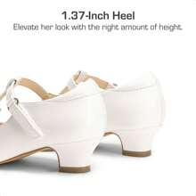 Girls Mary Jane Dress Shoes T-Strap Party Flower Wedding Princess Heel For Toddler Little Big Kid