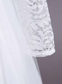 Váy phù dâu cho bé gái tuổi mới lớn, váy cưới màu trắng, váy công chúa, váy dạ hội cho bé gái, tiệc sinh nhật, váy dạ hội biểu diễn piano - trắng - Xem 9