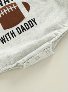 Infant Little Girls Boys Romper Rugby Letters Print Round Neck Long Sleeve Jumpsuits Spring Autumn One-Piece Clothes - White - View 5