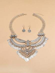 con diseño de disco Collar & Pendientes