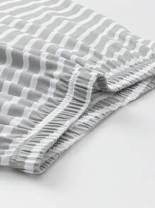 Balabala Tween Boy Spring/Summer Letter Print Contrast Raglan Sleeve Top And Striped Pants Casual Pajama Set - Gray Tone - View 8