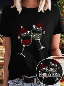 Relaxiva Slogan Printed Round Neck Short Sleeve Casual T-Shirt GOD IS WITHIN HER SHE WILL NOT FALL Psalm 465 Graphic Tees Women Tops - màu đen - Xem 1