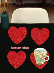 6/12pcs Heart Shaped Coasters, Suitable For Valentine's Day, Wedding, Party, Tabletop Decoration, Coffee Cup Mat, Thanksgiving, Easter, Christmas - Multicolor - View 8