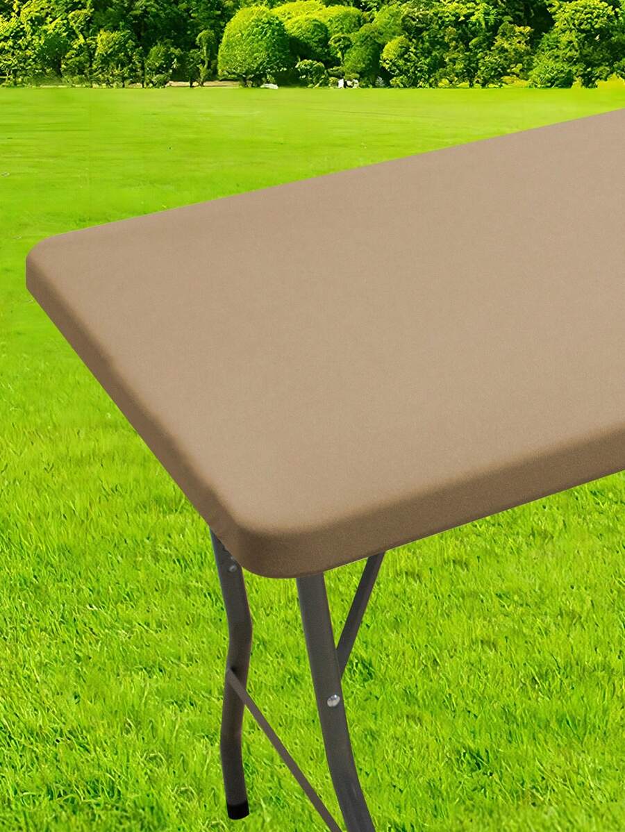 1/2pcs Washable Rectangular Tablecloth, Suitable For Outdoor Party And Camping, Foldable With Elastic Edges, Durable Polyester Fabric, For Home Decor, Size 4ft/6ft/8ft
