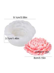 DIY 3D 仿真牡丹花形硅胶模具手工制作多花瓣花香薰蜡烛模具石膏树脂办公桌装饰植物香皂模具 - 白色矽膠模具 - 查看 2