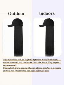 棒球帽配长直合成假发 - 24英寸内置假发帽，二合一防晒，适合女性，圣诞派对日常装扮皆宜 - 彩色 - 查看 12