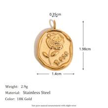 1pc Fashionable Geometric Jewelry Accessory, 18K Gold Plated Stainless Steel Water Drop Rose Cube Pendant, For Women