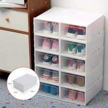 Youyijia 12x White Plastic Shoe Storage Boxes Drawer Stackable Foldable Durable Organiser