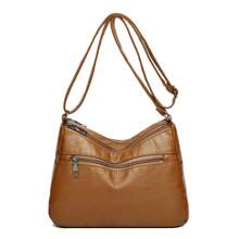 Túi đeo vai nữ dung tích lớn trang trí khóa đỏ, thích hợp cho cuộc sống hàng ngày - màu nâu - Xem 4