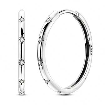 925 Sterling Silver Starburst Hoop Earrings - Celestial Luxury Hypoallergenic Jewelry With Twinkling Star Motif, Elegant Round Earrings For Women, Premium Anniversary Gift For Her