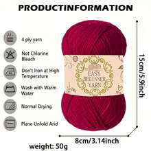 4pcs Soft & Comfy 100% Acrylic Yarn Skeins - 4 X 50g In Assorted Colors, Suitable For Knitting, Crocheting And Crafts, Finely Spun'