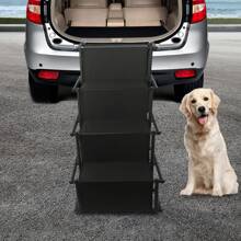 4 Tiers Car Dog Steps Ladder, Rectangular Shape Large Dog Stairs, 80kg/ 176.37 Lbs Load-Bearing Capacity Folding Pet Ladder Ramp With Wide Steps - Black - View 2