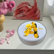 1 pieza Caja de almacenamiento de joyería personalizada con motivo floral y piedra natal, con nombre personalizado, caja redonda blanca que almacena anillos, collares, pendientes, regalo reflexivo para familia, amigos, pareja, mejor opción para el Día de San Valentín, boda, regreso a clases, lo personalizado lo hace único