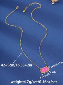 1 Pc Fashion Super Shiny Oval Design Copper Necklace, Suitable For Dating, Gatherings, And Banquets