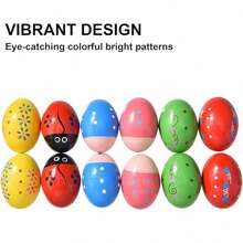 6/12 Pcs Random Color Wooden Easter Eggs ForEaster Basket Stuffers, Wooden Percussion Musical Egg Shakers Maracas ,Musical Percussion Instruments For Valentines Easter
