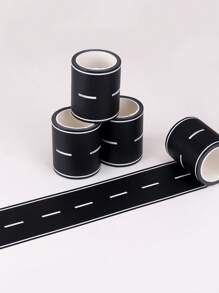 1/4 Pcs Traffic Track Washi Tapes, Handmade Toy Road & Railway DIY Materials - Black and White - View 1