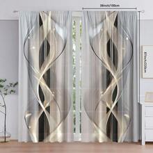 2 tấm rèm mỏng in họa tiết hình học màu vàng và bạc, kỹ thuật in kỹ thuật số, vải polyester, thích hợp cho phòng khách, nhà bếp, phòng ngủ, văn phòng tại nhà, khách sạn, phòng ăn, lối vào, trang trí nhà cửa - Nhiều màu - Xem 2