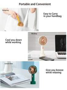 AOYI Mini Handheld Fan, Small Desk Fan With Base, Portable Personal Fan For Summer, 2 Speed Adjustable, 500mAh, USB Rechargeable Battery Fan For Students, Office Workers, Hand Fan For Travel, Home, Office, Lash Makeup, Study, Working - 彩色 - 查看 7