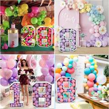 1Pc 73cm/28.7inch Digital Marquee Balloon Frame White KT Board Number 0-9 Plug-In KT Board With Bracket Party Decorative Birthday Party Anniversary Decoration - White - View 5