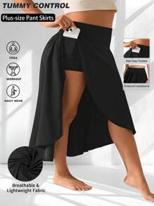 Plus High Waist Spódnica Spódnica dla kobiet Lycra Asymetryczna Spódnica damska Spódnica Spódnica chłodząca lód Szorty z kieszeniami