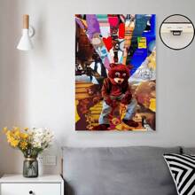 Framed West College Dropout Album Collage Canvas Art Poster, Modern Wall Decor For Bedroom & Living Room, Vibrant Music-Themed Canvas Print  High Quality Canvas