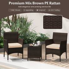 GOFLAME 3 Pieces Patio Furniture Set Outdoor PE Rattan Wicker Chairs - Brown - View 6