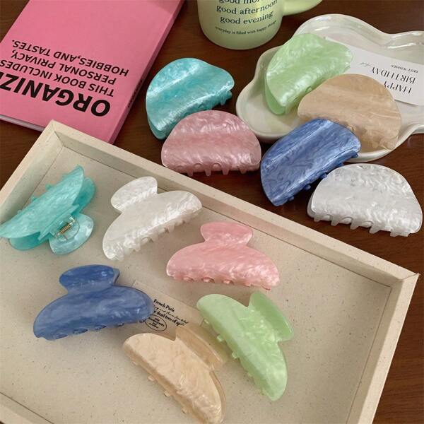1pc Spring New Korean Version Hair Clip Solid Color Simple Marble Pattern Hair Clip Fresh And Elegant Outing Leisure Acrylic Hair Claw Elegant Ponytail Clip Popular Hair Ornaments Hair Clips Hair Jaw Clip Hair Clamps Hair Clutch Hair Catcher Clip, Claw Clip Fall Winter Hair Accessories For Women For Vacation Outfits Woman