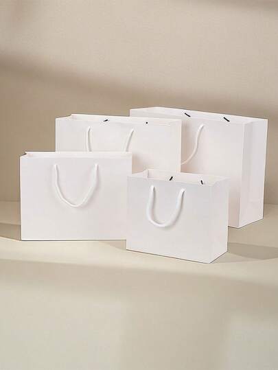 1pc White Multi-Size Gift Bag, Holiday Gift Bag, Clothing Packaging Bag, Shopping Bag, Tote Bag