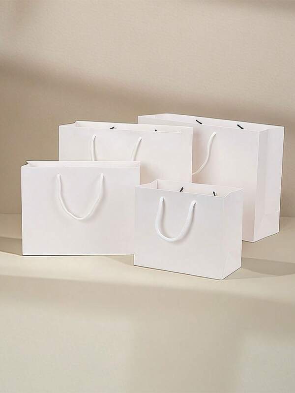 1pc White Multi-Size Gift Bag, Holiday Gift Bag, Clothing Packaging Bag, Shopping Bag, Tote Bag