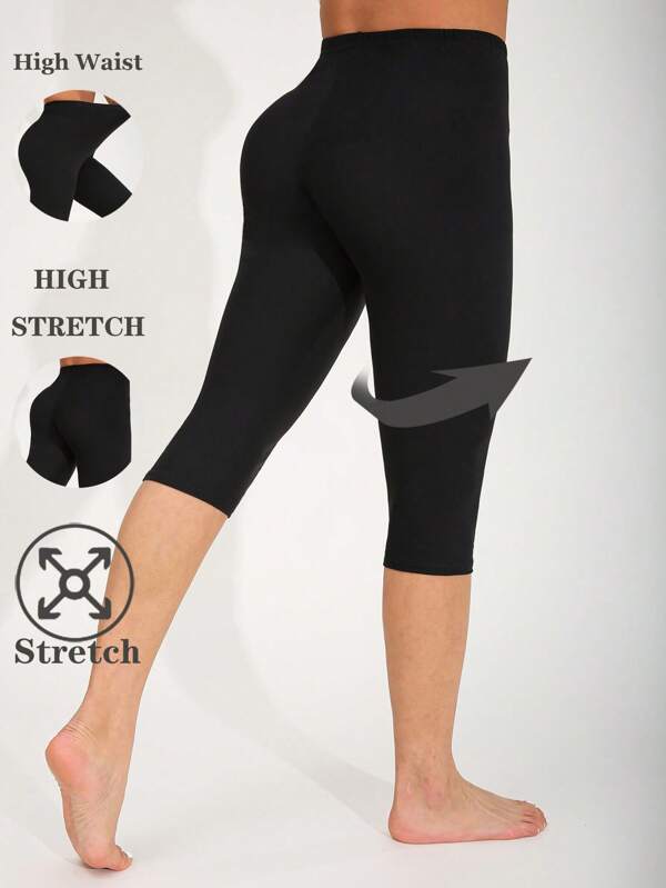 Leggings de sport décontractés à la mode pour femmes, élastiques et streetwear. Pantalon noir simple, doux et respirant pour le fitness, la gym, l'entraînement, la course, le levage, les squats, l'étirement et le yoga. Convient également pour les activités extérieures, les voyages, le cyclisme, les courses et les déplacements. Longueur 3/4.