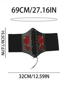 1pc Minimalist Embroidered Solid Color Belt, Versatile Cute Multi-Functional Belt - Suitable For Pairing With Dresses, Suits, Jackets And Daily Outfits