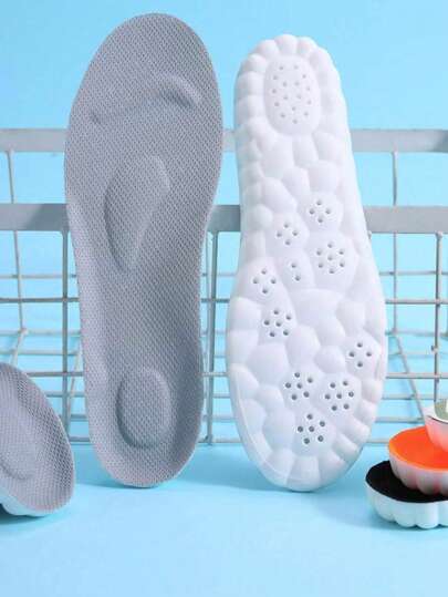 1 Pair High Elasticity Latex Shoe Insoles Shock Absorption Arch Support Breathable Insoles For Sports Shoes, Foot Protection For Long Standing,Shoes And Boots Accessories