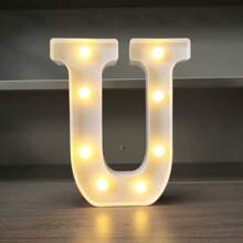 1pc LED Strip Light Marquee Sign - White Illuminated Letter Decoration For Home, Wedding, Birthday And Party - Waterproof Bulbs, 6.3" Height, PVC Material, Battery Powered Box, Ideal For Bar Or Desktop Decor