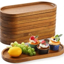 1pc Grote serveerschaal van palissanderhout, multifunctioneel voor dessert, ontbijt, sushi, gebakken goederen, snacks, fruit, geschikt voor thuiskeuken, restaurant, bakkerij, patisserie, keukenbenodigdheden, verschillende vakantiedessertdisplays