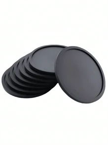 1/3/6pcs Black Silicone Coasters, Heat Resistant Glass Coasters, Beverage, Coffee Table And Bar Furniture Protectors And Heat Coasters, Coffee Cup Round Coasters, Heat Resistant Glass Coasters, Desktop, Kitchen, Office, Bar Bar Table Protectors, Black Coaster Set, Suitable For Any Cup Protectors, Father's Day, Thanksgiving Gifts,Mother's Day, Party Supplies