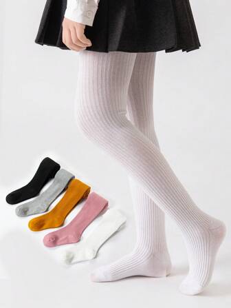 1-2 Pairs Kids Breathable & Comfortable Stirrup Tights, Suitable For Daily Wear, Spring/Summer