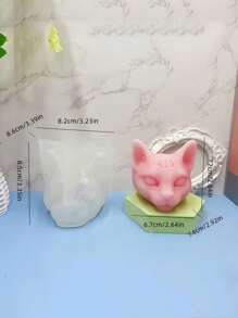 1 件三眼猫形硅胶蜡烛模具 - 白色矽膠模具 - 查看 2