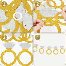 Rhinestone Ring Bunting Flag Decoration For Wedding Party Background, Wedding Ceremony Celebration Decor, Happy Newlyweds