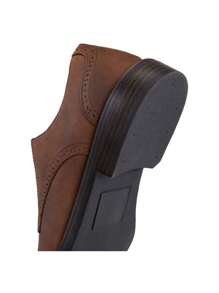 SHOESMALL Men's Casual Black Dress Shoes Suede Plain Toe Business Oxford Shoes Dark Brown Dress Shoes For Men - 棕色 - 查看 9