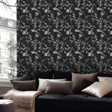 1 卷自粘花卉图案壁纸，复古法式风格即剥即贴乙烯基墙纸，防水，易于搭配，无缝，适用于卧室、客厅、餐厅和家具改造 - 黑與白 - 查看 10